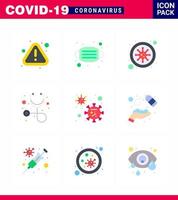 ensemble simple de covid19 protection bleu 25 icône pack icône inclus virus covid bactéries stéthoscope diagnostic coronavirus viral 2019nov maladie vecteur éléments de conception