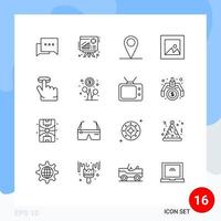 16 contours universels définis pour les applications web et mobiles emplacement du doigt de profit cliquez sur la mise en page éléments de conception vectoriels modifiables vecteur