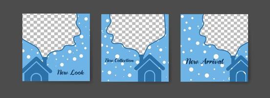 modèles de publication sur les réseaux sociaux avec le thème de la maison d'hiver vecteur