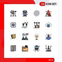 interface mobile ligne remplie de couleurs plates ensemble de 16 pictogrammes de maximiser le processus d'application boire pastèque éléments de conception vectoriels créatifs modifiables vecteur
