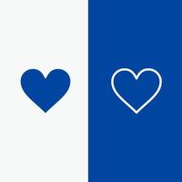 amour coeur signe mariage ligne et glyphe icône solide bannière bleue ligne et glyphe icône solide bannière bleue vecteur