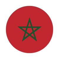 drapeau du maroc en cercle. c'est un rectangle rouge et une étoile verte à cinq branches avec une bordure noire. vecteur
