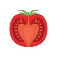 demi icône de tomate vecteur isolé plat