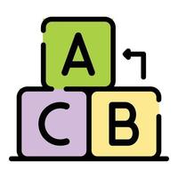 abc cubes icône couleur contour vecteur