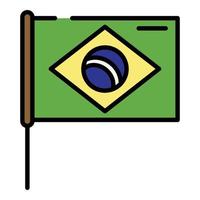 brésil, drapeau, icône, couleur, contour, vecteur