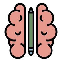 idée stylo cerveau icône couleur contours vecteur