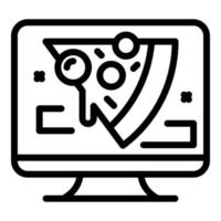 vecteur de contour d'icône de commande de pizza pc. nourriture en ligne