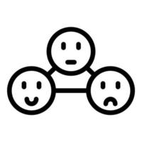 vecteur de contour d'icône de groupe de rétroaction. emoji triste