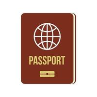 passeport, icône, plat, isolé, vecteur