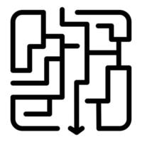 vecteur de contour d'icône de labyrinthe d'affaires. travail d'équipe