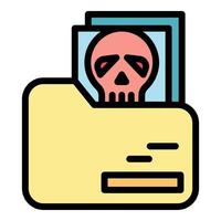 vecteur de contour de couleur d'icône de crâne de malware