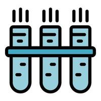scientifique, tube essai, support, icône, couleur, contour, vecteur