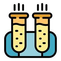 vecteur de contour de couleur d'icône d'expérience de tube à essai scientifique