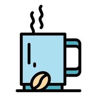 tasse à café, icône, couleur, contour, vecteur