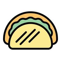 vecteur de contour de couleur icône repas taco