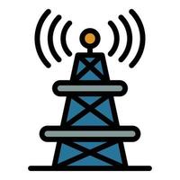 vecteur de contour de couleur de l'icône de la tour radio