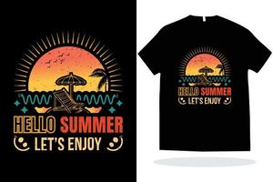 bonjour l'été permet de profiter de la conception de t-shirt. vecteur de t shirt vintage rétro vacances d'été