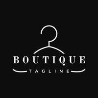 modèle de logo de mode féminine avec cintre, vêtements de luxe.logo pour entreprise, boutique, boutique de mode, modèle, shopping et beauté. vecteur