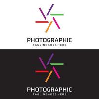 logo d'appareil photo de photographie, obturateur d'appareil photo à objectif, numérique, ligne, professionnel, élégant et moderne. le logo peut être utilisé pour le studio, la photographie et d'autres entreprises. vecteur