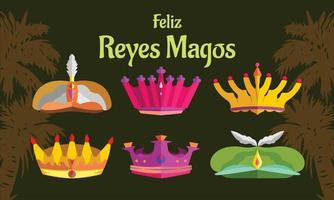 vecteur plat design reyes magos couronne collection pour la fête de noël