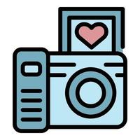 vecteur de contour de couleur d'icône de caméra de mariage