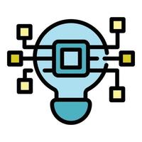 ampoule eco innovation icône couleur contour vecteur