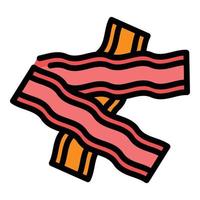 vecteur de contour de couleur d'icône de nourriture de bacon