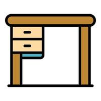 intérieur, table, icône, couleur, contour, vecteur