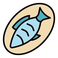 vecteur de contour de couleur d'icône de nourriture de poisson sain