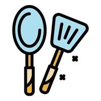 icône de l'outil de spatule de restaurant vecteur de contour de couleur