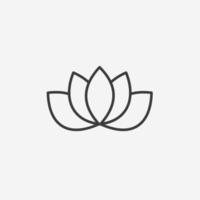 vecteur d'icône de lotus. fleur, yoga, signe de symbole isolé de beauté