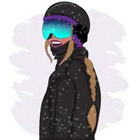 femme à la mode en lunettes de ski dans une station de ski, mode, illustration vectorielle vecteur