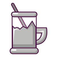 tasse en verre métal pour icône de thé, style cartoon vecteur
