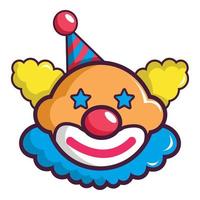 icône de tête de clown drôle, style cartoon vecteur