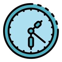 L'icône de l'horloge de travail vecteur contour couleur