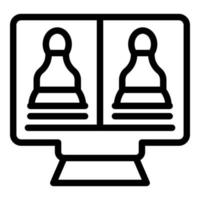 vecteur de contour d'icône de leçon d'échecs. jeu en ligne
