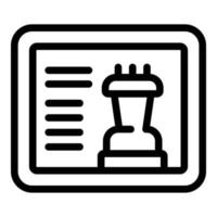 vecteur de contour d'icône d'échecs en ligne de tablette. pari informatique