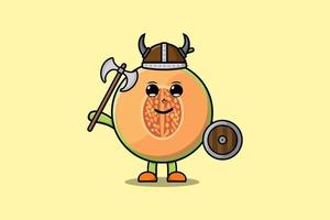 personnage de dessin animé mignon melon pirate viking vecteur