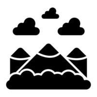icône de glyphe de paysage de neige vecteur
