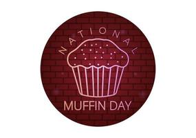 journée nationale des muffins le 20 février avec des muffins classiques aux pépites de chocolat délicieux en dessin animé plat illustration de modèle dessiné à la main vecteur