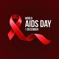 long ruban pour la journée mondiale du sida avec symbole de paix sur fond rouge foncé vecteur