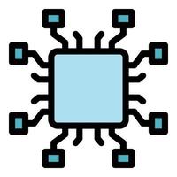 vecteur de contour de couleur d'icône de processeur intelligent