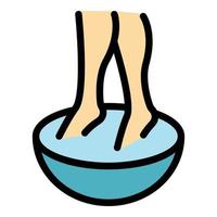 icône de bain de pieds féminin vecteur de contour de couleur
