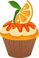 Cupcake savoureux d'orange isolé sur blanc vecteur