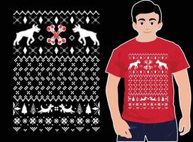 t-shirts de cavalier de Noël de chien. chandails de Noël laids. t-shirts de Noël unisexes. vecteur