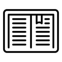 vecteur de contour d'icône de livre de lecture de tablette. aide aux devoirs