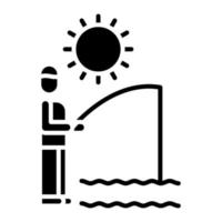 icône de glyphe de pêche d'été vecteur