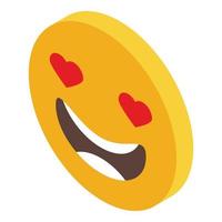 dans le vecteur isométrique d'icône d'emoji d'amour. visage heureux