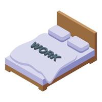 vecteur isométrique d'icône de chambre à coucher de travail tardif. dormir au lit