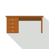 icône de bureau en bois, style plat vecteur